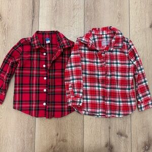Plaid Kids Shirts - Red and Green 3T